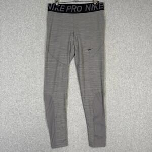 Nike Pro Leggings Womens Large L Grey Black 7/8 Compression Workout Yoga Gym Y2K